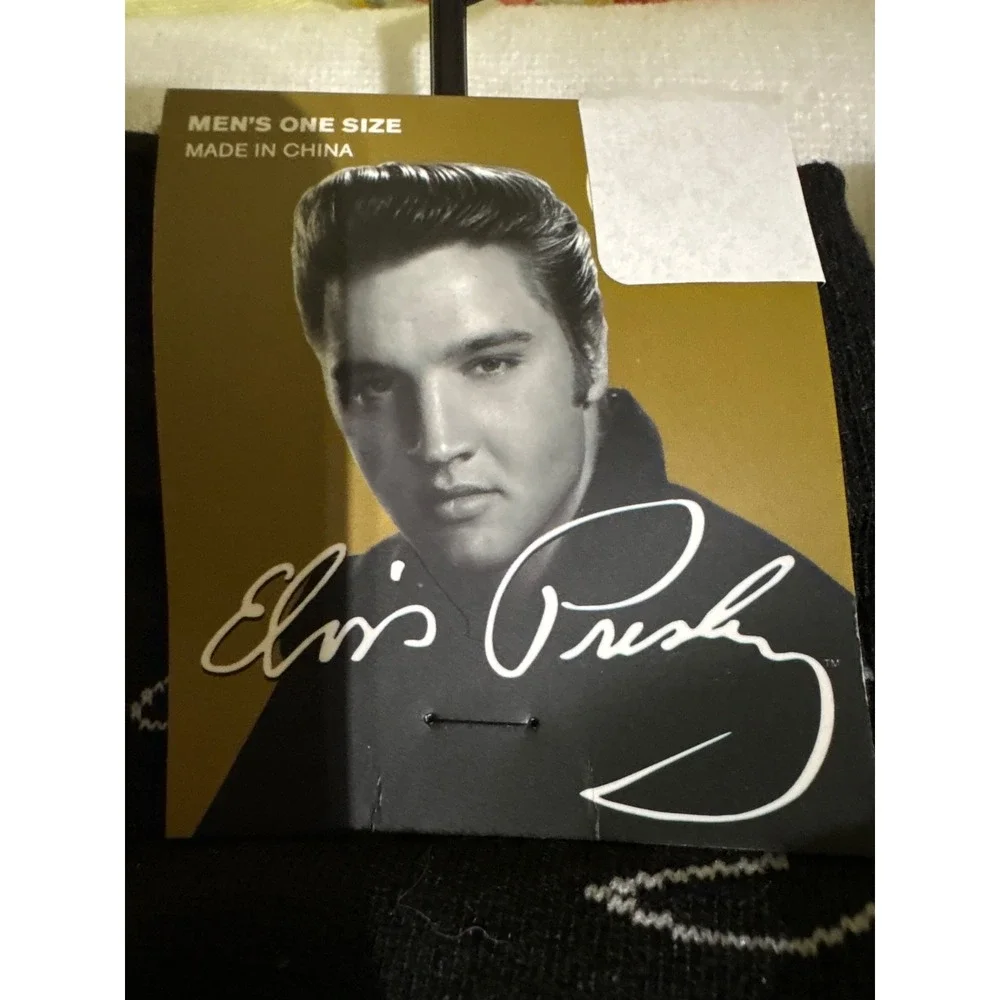 Elvis Presley Socks Mens One‎ Size Black Pink Car Signature Official Merchandise
